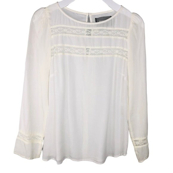 Reformation Women's Medium Long Sleeve Delicate Embroidered Blouse in Cream - Picture 1 of 10